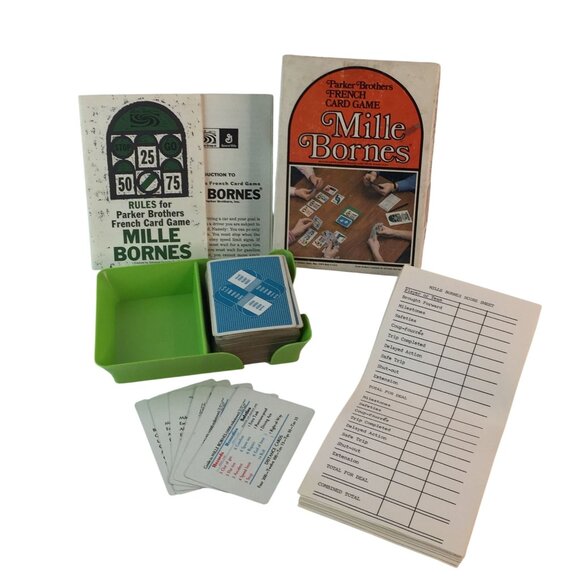 Parker Brothers Other - Vtg Mille Bornes Barker Brothers French Card Game 1971 Complete w/Score Sheets